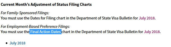 EB1A which dates chart to use