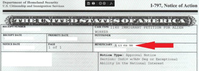 A-number - approval notice I140